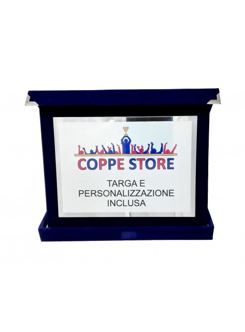 Astuccio 26x21 Velluto Blu, Chiusura Calamita, Targa 20x15