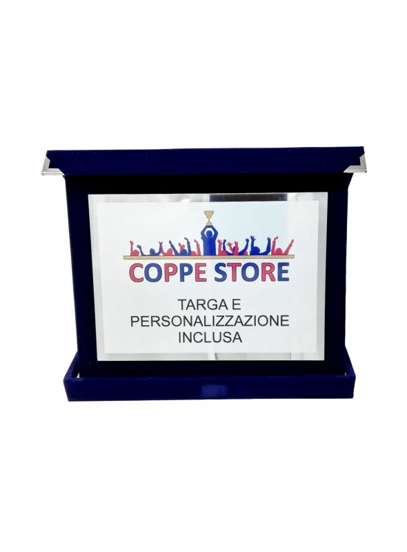 Astuccio 26x21 Velluto Blu, Chiusura Calamita, Targa 20x15