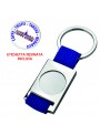 PORTACHIAVI IN METALLO E TESSUTO BLU CON ETICHETTA  RESINATA PERSONALIZZATA 7811